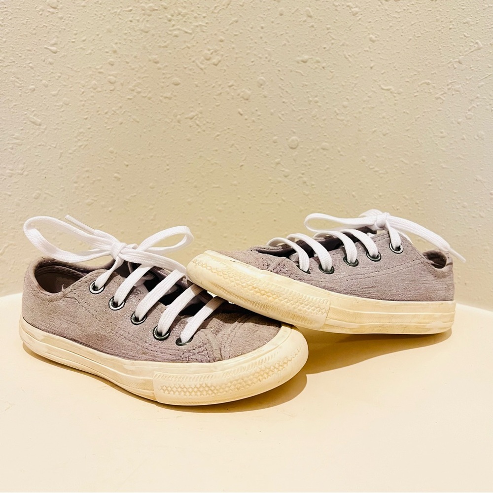 Converse Kids Custom Rare Unisex Low Top Lilac Leather Sneakers 11